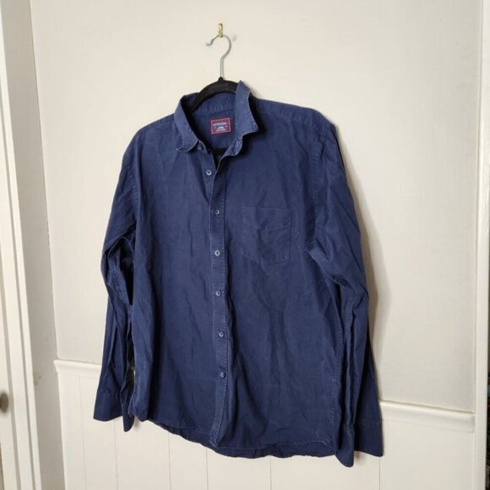 Untukit Solid Navy Blue Button Down Shirt - image 1